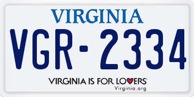 VA license plate VGR2334