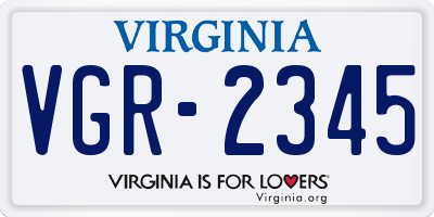 VA license plate VGR2345
