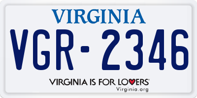 VA license plate VGR2346