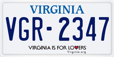 VA license plate VGR2347