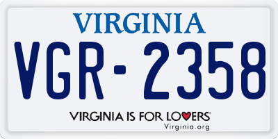 VA license plate VGR2358