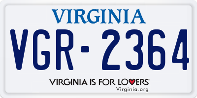 VA license plate VGR2364