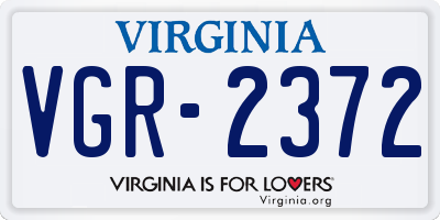VA license plate VGR2372