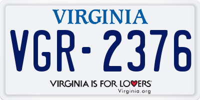 VA license plate VGR2376