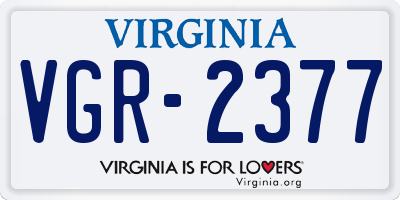 VA license plate VGR2377