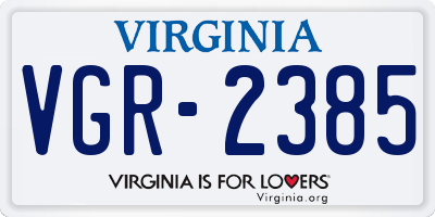 VA license plate VGR2385