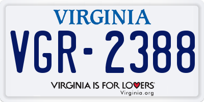 VA license plate VGR2388