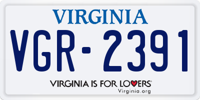 VA license plate VGR2391