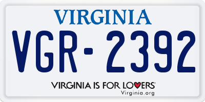 VA license plate VGR2392