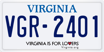 VA license plate VGR2401