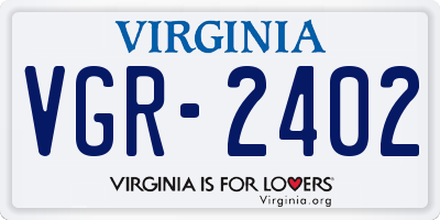 VA license plate VGR2402