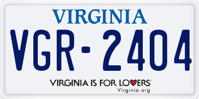 VA license plate VGR2404