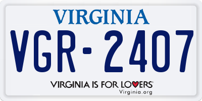 VA license plate VGR2407