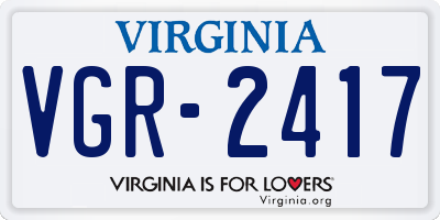 VA license plate VGR2417