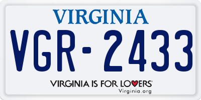 VA license plate VGR2433