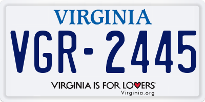 VA license plate VGR2445