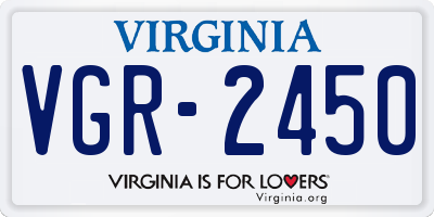 VA license plate VGR2450