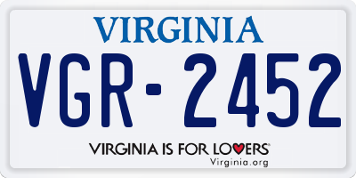VA license plate VGR2452