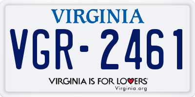 VA license plate VGR2461