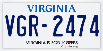 VA license plate VGR2474