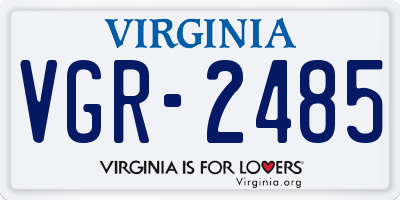 VA license plate VGR2485