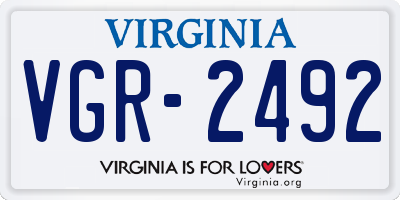 VA license plate VGR2492