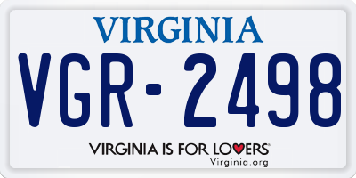 VA license plate VGR2498
