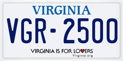 VA license plate VGR2500