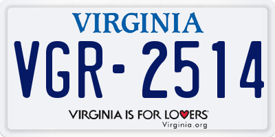 VA license plate VGR2514