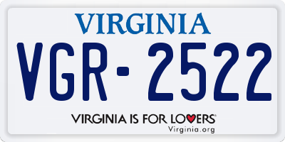 VA license plate VGR2522