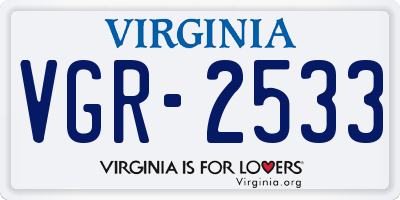 VA license plate VGR2533