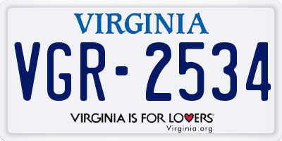 VA license plate VGR2534