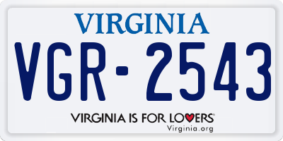 VA license plate VGR2543