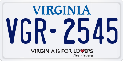 VA license plate VGR2545