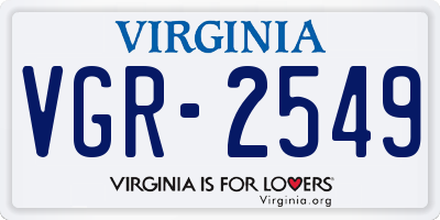 VA license plate VGR2549