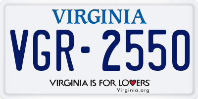 VA license plate VGR2550