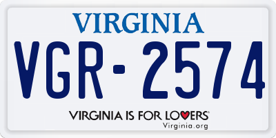 VA license plate VGR2574