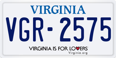 VA license plate VGR2575