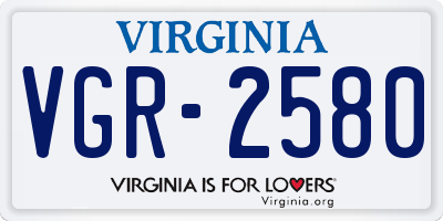 VA license plate VGR2580