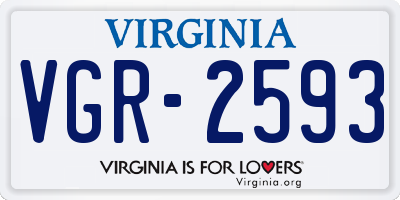 VA license plate VGR2593