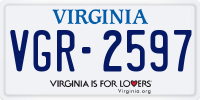 VA license plate VGR2597