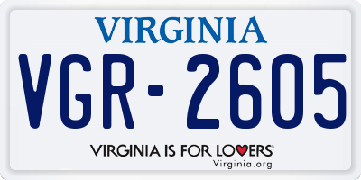 VA license plate VGR2605