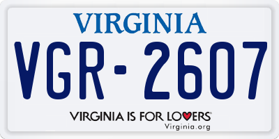 VA license plate VGR2607