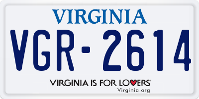 VA license plate VGR2614