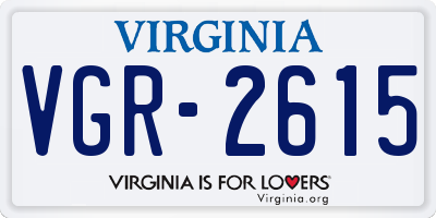 VA license plate VGR2615