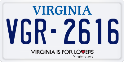 VA license plate VGR2616