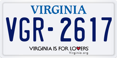 VA license plate VGR2617