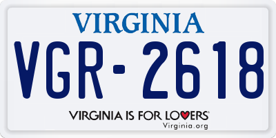 VA license plate VGR2618