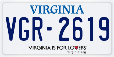 VA license plate VGR2619