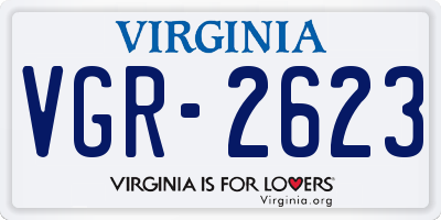 VA license plate VGR2623